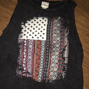 Day trip S American Flag graphic tank top